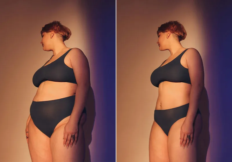 Body retouching: before (left) and after (right)